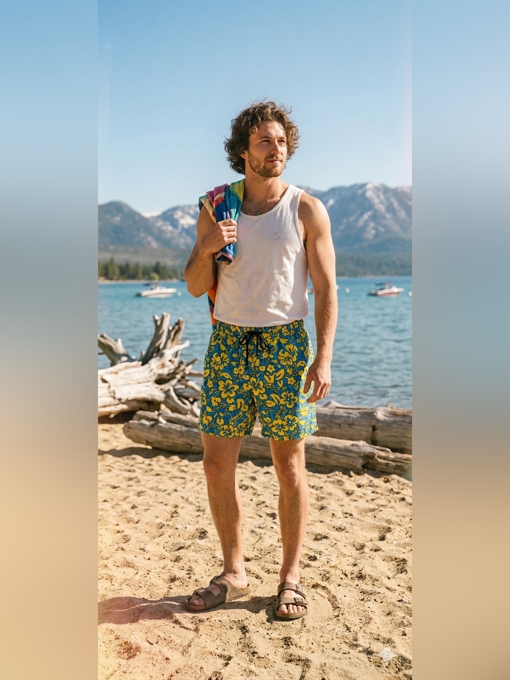 Vintage Pacific Scene Men’s Size Large Swim Trunks